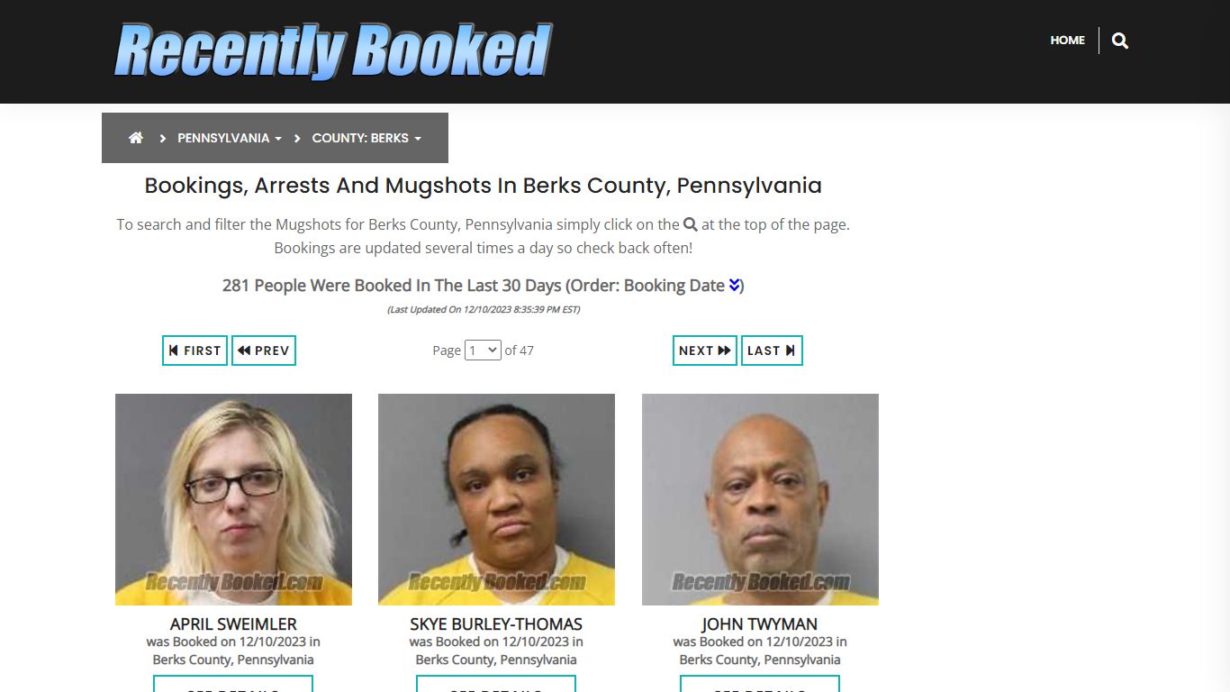 Bookings, Arrests and Mugshots in Berks County, Pennsylvania