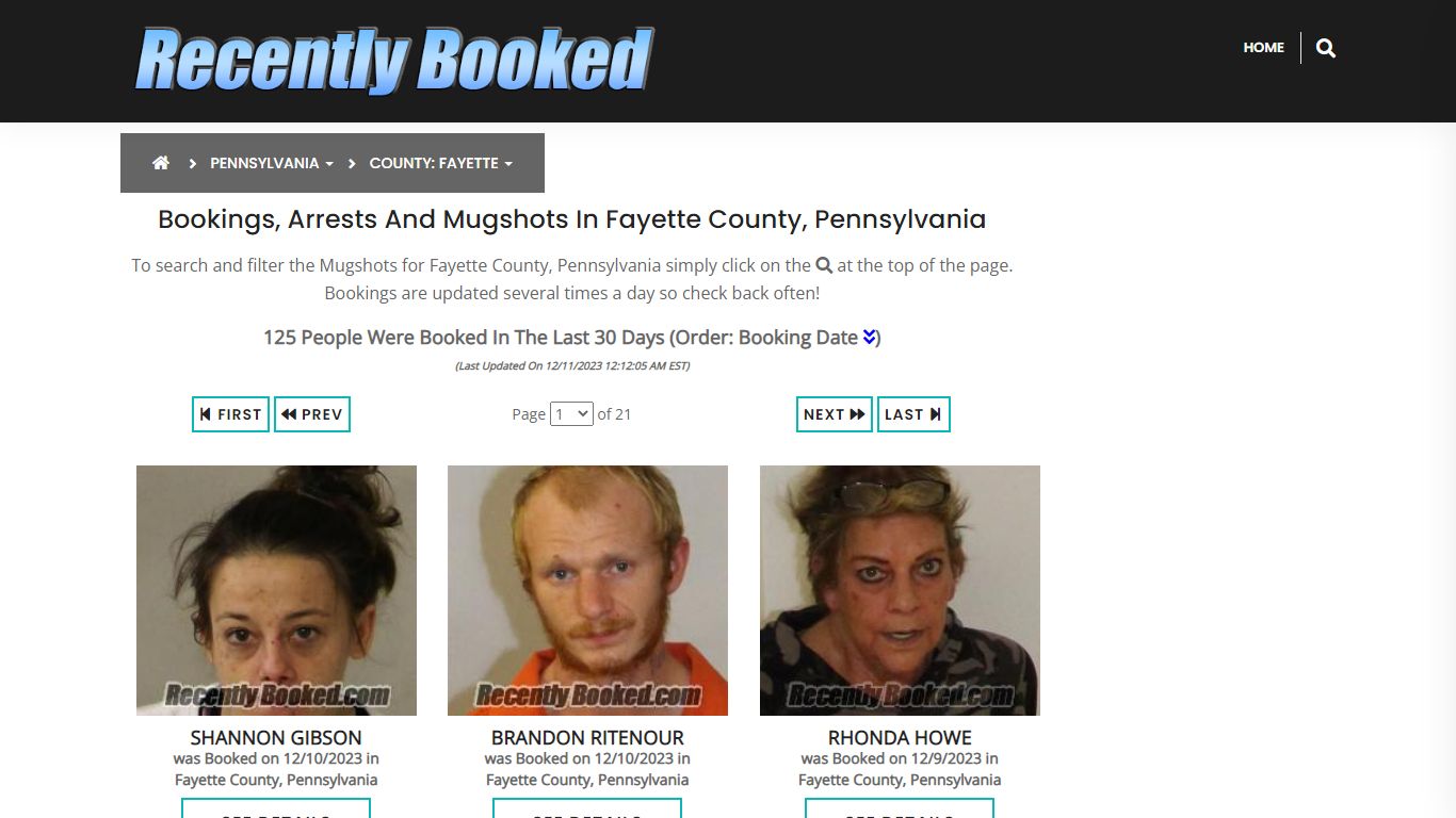 Bookings, Arrests and Mugshots in Fayette County, Pennsylvania